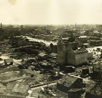1945年7月12日深夜の空襲で焼け野原になった宇都宮市内。二荒山神社から下町方面(宇都宮市教育委員会提供)