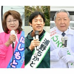 益子町長選の終盤情勢　現職・新人3氏の争い、リードするのは？　投票率と無党派層の動向焦点