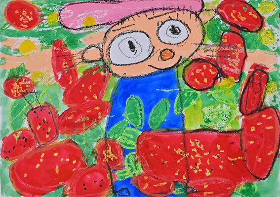 青木信弥ちゃんの作品「いちごだいすき」
