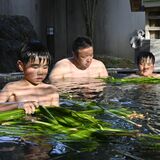 「菖蒲湯」で健康長寿願う　真岡・井頭温泉で端午の節句に合わせ