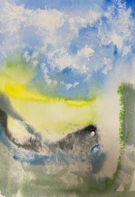 兄の良太さんの葬儀の日に見た空を描いた「思い出の空」