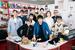 　番組収録に臨んだＡＳＫＡ（中央）ら＝東京都渋谷区のＮＨＫ放送センター