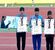 陸上少年女子Ｂ１００メートル障害の表彰台に立つ白鴎足利高の石原（左）＝佐賀市の佐賀県ＳＡＧＡサンライズパーク陸上競技場