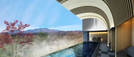 日光連山の眺望を楽しめる温泉露天風呂のイメージ