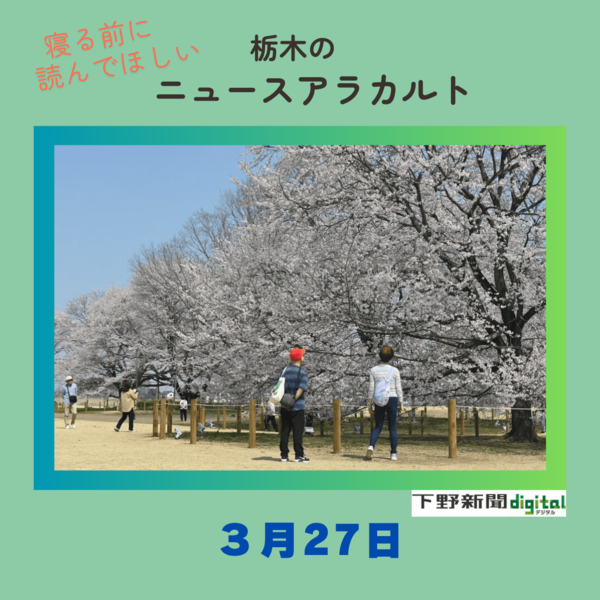 3月27日の栃木県内ニュース 「下野・天平の丘公園で淡墨桜が満開 春