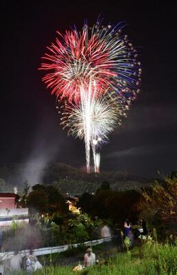 夜の里山を彩る花火