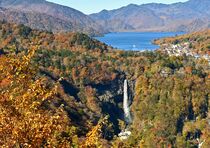 華厳の滝で紅葉見頃