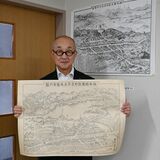 大正時代の粟野町を描いた鳥瞰図を復刻　鹿沼の晃南印刷　合併20年記念し販売