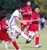 モランゴ栃木ＦＣ－ともぞうＳＣリーグ戦　前半１８分、ともぞうＳＣ・並木（左から２人目）が先制ゴールを決める＝大桶運動公園
