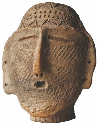 人面付き土器の顔部分 栃木県埋蔵文化財センター・角田祥一さん