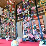 日光の田母沢御用邸で「つるしびな飾り」　歴史ある空間が華やかに　