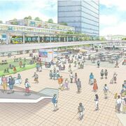 LRTが高架上を走り、歩行者でにぎわう未来描く　2050年頃のＪＲ宇都宮駅西口周辺…