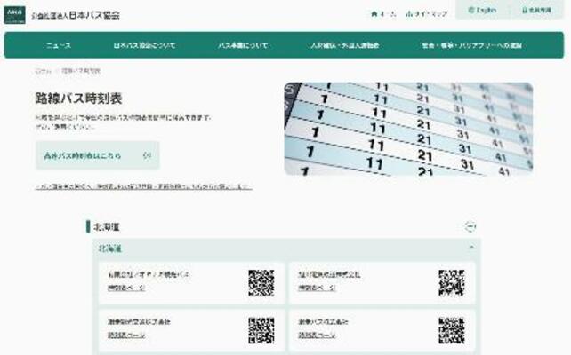 　日本バス協会が開設したウェブサイト