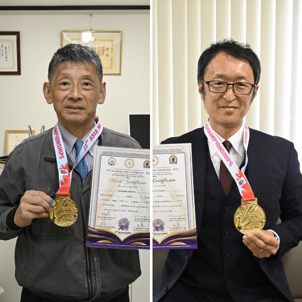 アジアマスターズ陸上大会で2人そろって「金」 佐野高OBの島田さんと