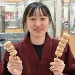 秋田での学びを紹介　宇中女高出身萩原さん、FKDで「射貫もなか」販売中…