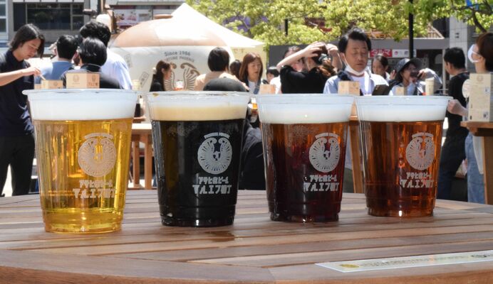 会場で楽しめる複数のビール