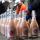 ピンクの日本酒、今年もできました　日光「渡辺佐平商店」で瓶詰め作業　３月１日から限定販売