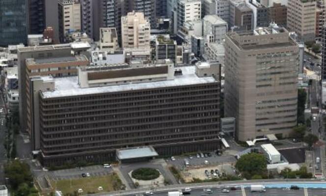 　大阪地裁が入る合同庁舎（共同通信社ヘリから）