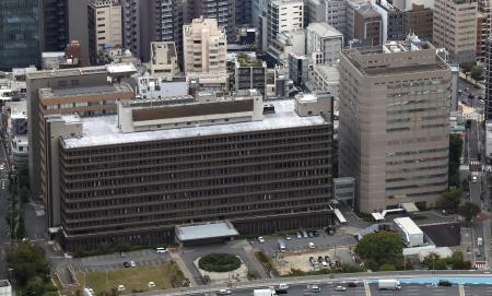　大阪地裁が入る合同庁舎（共同通信社ヘリから）