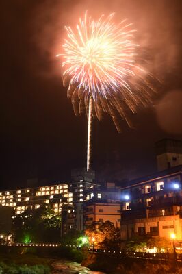 塩原温泉街の夜空を彩った花火