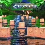 平和の祈り込めた光、川面を幻想的に　真岡で「灯ろう流し」