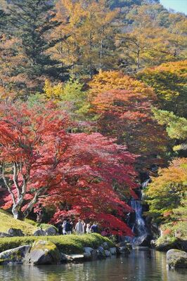 モミジやカエデが色づいた古峯神社の古峯園