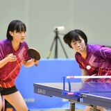 県高校新人大会　卓球ダブルス　青藍泰斗の平松・倉島組が男子初Ｖ　真岡女の三村・佐藤組が女子制す