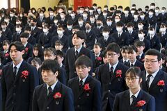 県内高校卒業式（黒羽高）