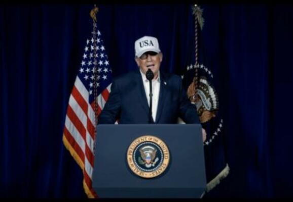 　イランに対する大規模軍事作戦について発言するトランプ米大統領＝２８日（トランプ氏のソーシャルメディアの投稿画面から、ゲッティ＝共同）