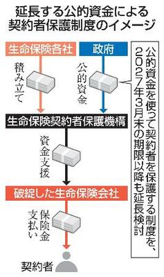 延長する公的資金による契約者保護制度のイメージ