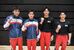 体操男子団体優勝の作新。右端は個人総合優勝の吉田