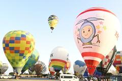熱気球３０機、大空彩る