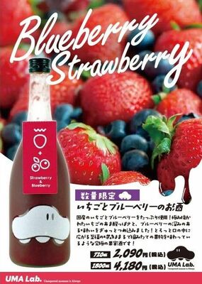 「ＵＭＡ　Ｌａｂ．いちごとブルーベリーのお酒」のフライヤーデザイン