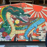 “辰” の大絵馬を奉納　佐野東高美術部の４人　横180センチ、浅沼八幡宮に