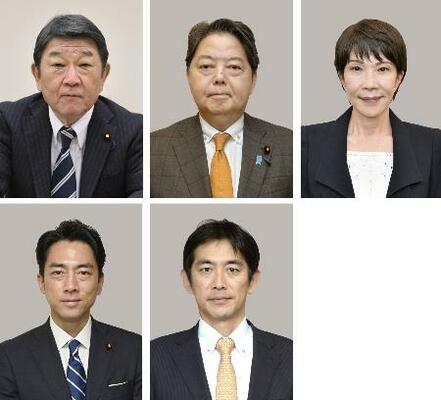 　（上段左から）茂木敏充氏、林芳正氏、高市早苗氏、（下段左から）小泉進次郎氏、小林鷹之氏