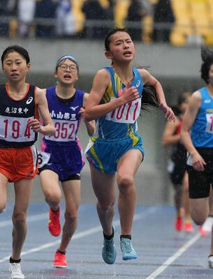 女子８００メートル決勝　優勝した粕谷（瑞穂野、右）＝カンセキスタジアムとちぎ