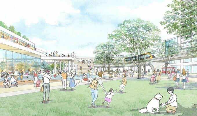 ＪＲ宇都宮駅西口のイメージ図。人が行き交う広場を描いた（市提供）