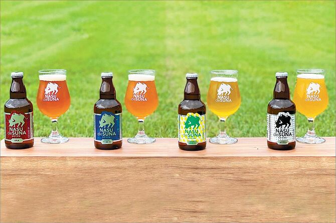 左から「IPA」「ペールエール」「レモンビール」「ヴァイツェン」