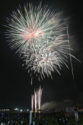 夜空を彩った尊徳夏まつりの大花火大会