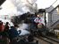 汽笛を響かせ、真岡駅を出発するＳＬ新年号＝７日午前11時13分、真岡市台町