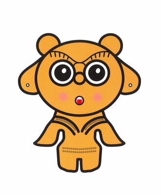 紙芝居の中で活躍する「ふーミン」