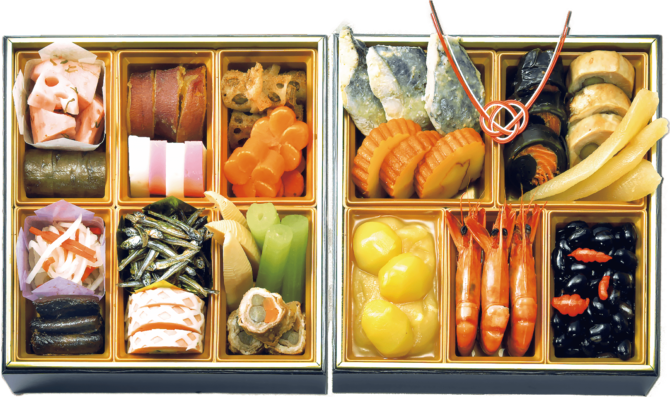 21種類の食材が盛り込まれた和風二段重