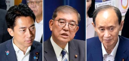 　（右から）菅副総裁、石破首相、小泉農相