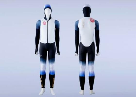 ミラノ・コルティナ冬季五輪でスピードスケート日本代表が着用するレーシングスーツ(ミズノ提供)