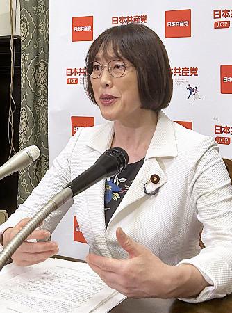 　国会で記者会見する共産党の田村委員長＝１４日午後