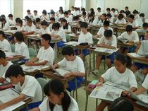 割り付けも練習／宇都宮市陽西中