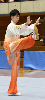 成年男子総合太極拳（自選）で２位に入った田野実選手
