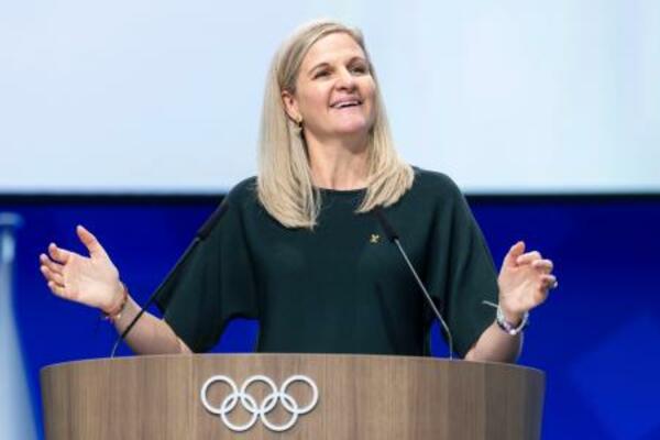 IOC総会に出席したコベントリー会長=6月、ローザンヌ(Cyril Zingaro/Keystone提供・AP=共同)