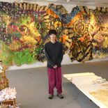 特別支援学校出身アーティスト飯山太陽さんが個展　飼い猫と般若心経で独自…