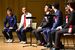 羽生会長（左から３人目）ら棋士やＵ字工事によるトークショー